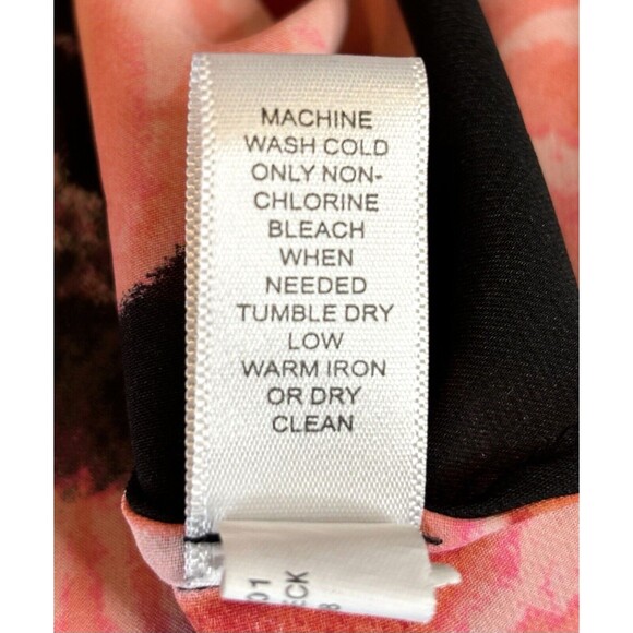 Banana Republic Short Sleeve Poppy Patterned Floral Top Blouse Shirt Coral SMALL - Picture 8 of 9